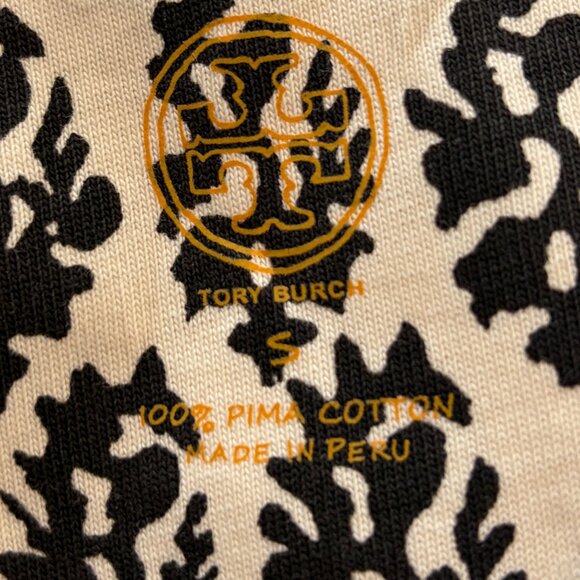 Tory Burch Amara dress small cotton block print cream blue tie Guru Print - Picture 10 of 11